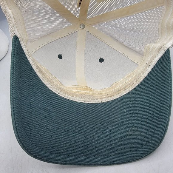 Columbia Green White Hat Cap Adults Large XL Leather Patch Logo Casual Comfort - Picture 9 of 9